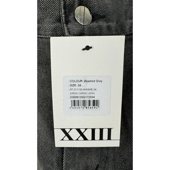 XXIII Twenty Three Kiran Cargo Jeans Washed Grey Mens 34x31 New Baggy 90s - Picture 9 of 13